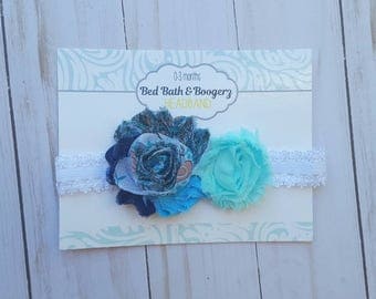 Peacock Blue and Mint Baby Headband- baby headband, head band, baby hair accessories, Easter head band, baby hairbands, blue head bands