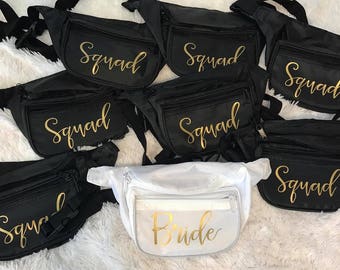 bride fanny pack, squad fanny pack, bridal fanny packs, bachelorette party, bachelorette accessories, party accessories