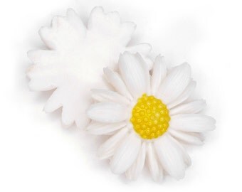 Vintage Daisy Flower Cabochon, aceteloid, 1960s, Japan - 30 mm - 12 pcs - C66-7