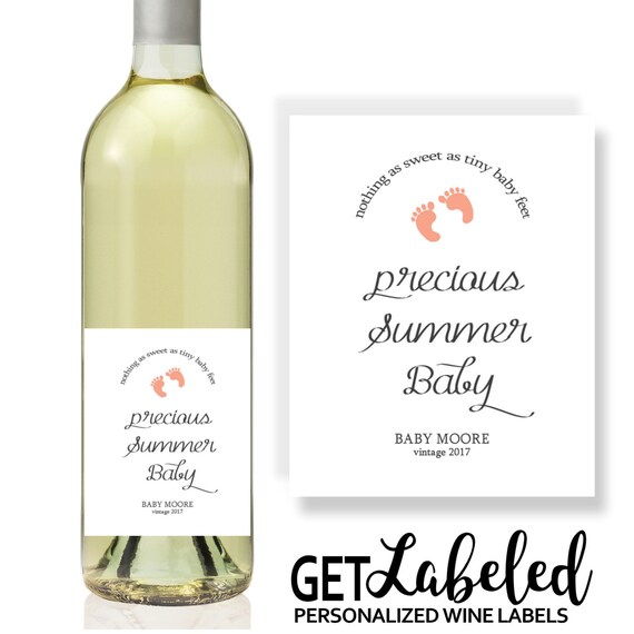 New Baby Announcement Personalized Wine Bottle Labels 4x5