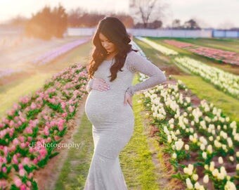 The "Ginger" Maternity Gown - Maternity Dress - Senior Photo Shoot - Lace Gown - Bridesmaid Dress - Pregnancy Dress - Maternity Photo - Prop