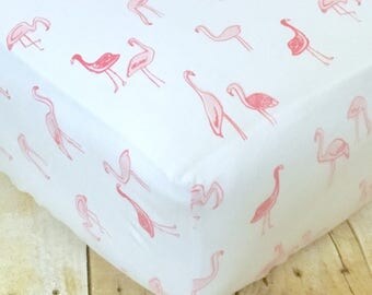 Flamingo Crib Sheet // Flamingo Nursery Bedding // Flamino Baby Sheets // Pink Crib Sheets // Baby Girl Crib Sheets // Bird Crib Sheets