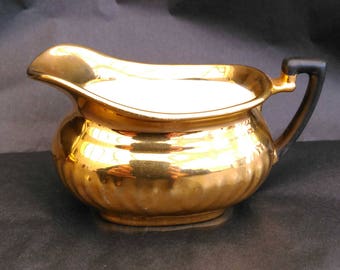 Vintage Gold Lustreware 'Bachelor' Milk Jug/Creamer by Crown Devon - Georgian Style