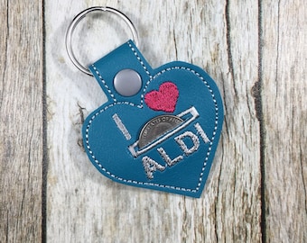 Aldi Quarter Keeper, Aldi Quarter Holder, Keychain, Key Fob, Friend Gift, Funny, Gift, Gift For Mom, Birthday Present, turquoise, blue