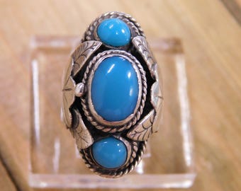 Sterling Silver Turquoise Poison Ring Adjustable