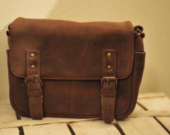 Genuine Leather camera bag - borsa fotografica con tracolla - messenger - mirrorless - reflex - black - on sale
