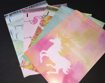 100 10x13 Designer Assortment Flamingo Peacock Waterblossoms Unicorn Poly Mailers 20 Each Self Sealing Envelopes