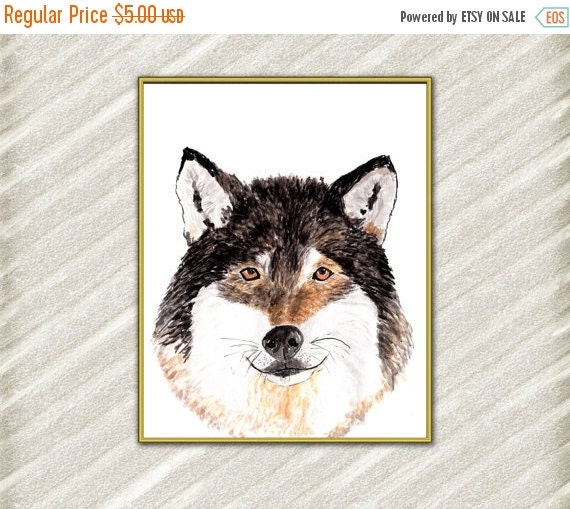 SALE40 Forest animal prints WOLF PRINT by LolaPrintable on Etsy