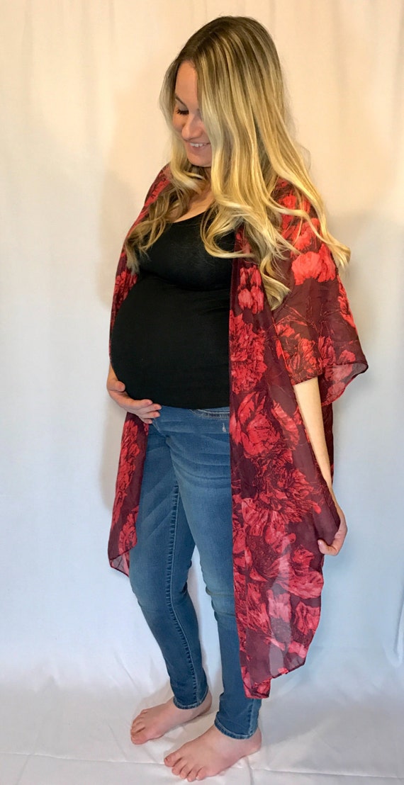 Maternity Kimono bathing suit cover up cardigan long wrap