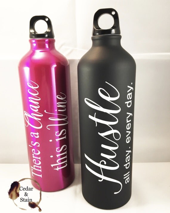 Pink WINE 24oz water bottle work out gym ladies