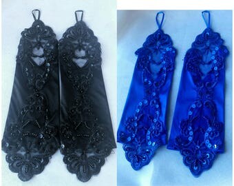 Royal Blue Fingerless Gloves Royal Blue Gloves Black Satin Gloves Black Fingerless Gloves Black Lace Gloves Black Lace Gloves Satin Gloves