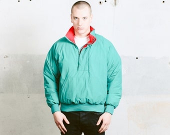 Mens 80s Ski Jacket . Vintage Padded Winter Coat Retro Puffa Jacket Short Coat Blue Ski Jacket 80s Windbreaker Outerwear . size Medium