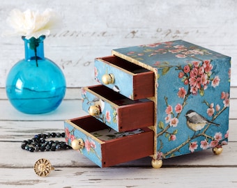 Mini Chest of Drawers - Jewellery Box - Trinket Box - Trinket Drawers - Birthday Gift - Shabby Chic - Mother's Day Gift