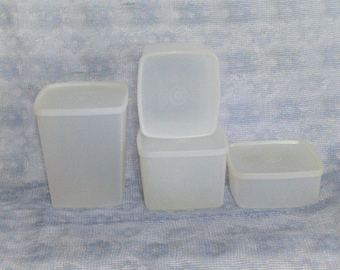 4 Pieces of Tupperware Square Food Storage PreOwned Vintage Tupperware Great Shapre