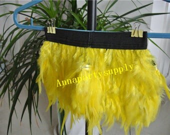Mini yellow feather skirt costume made skirt for Kids party dress