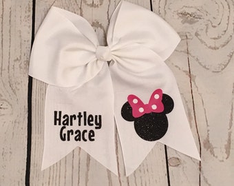 Minnie Mouse Hair Bow, Personalized Hair Bow, Accessories, Disney Hair Bow, Custom bow, Birthday Bow, Disney Bow, Cheerleading Bow, Hair bow