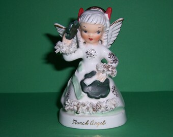 Vintage March Napco Angel, St. Patrick's Day, Shamrock, 1950's