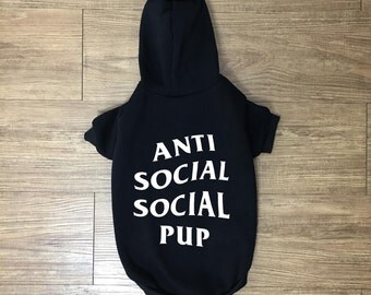 Anti Social Social Pup Hoodie | Anti Social Puppy Club | Hypebeast | Pet Clothing | Dog Clothing | Dog Sweater