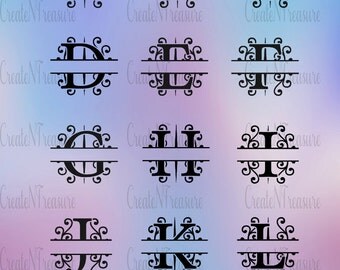 Split Letter Monogram SVG. Monogram font svg. Cutting files for Silhouette cameo and Cricut. Split font in svg, dxf, png.