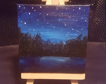 Mini painting of starry night sky
