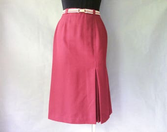 Vintage minimalism burgundy pencil skirt / midi skirt women's size S/M