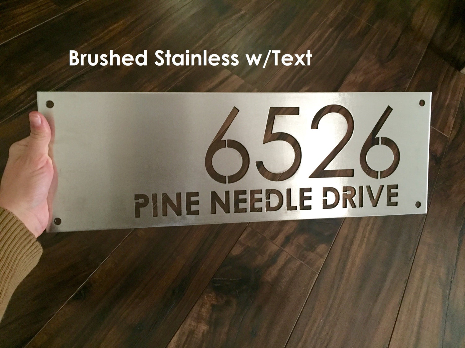 Custom Metal house number with text Modern / Rustic house