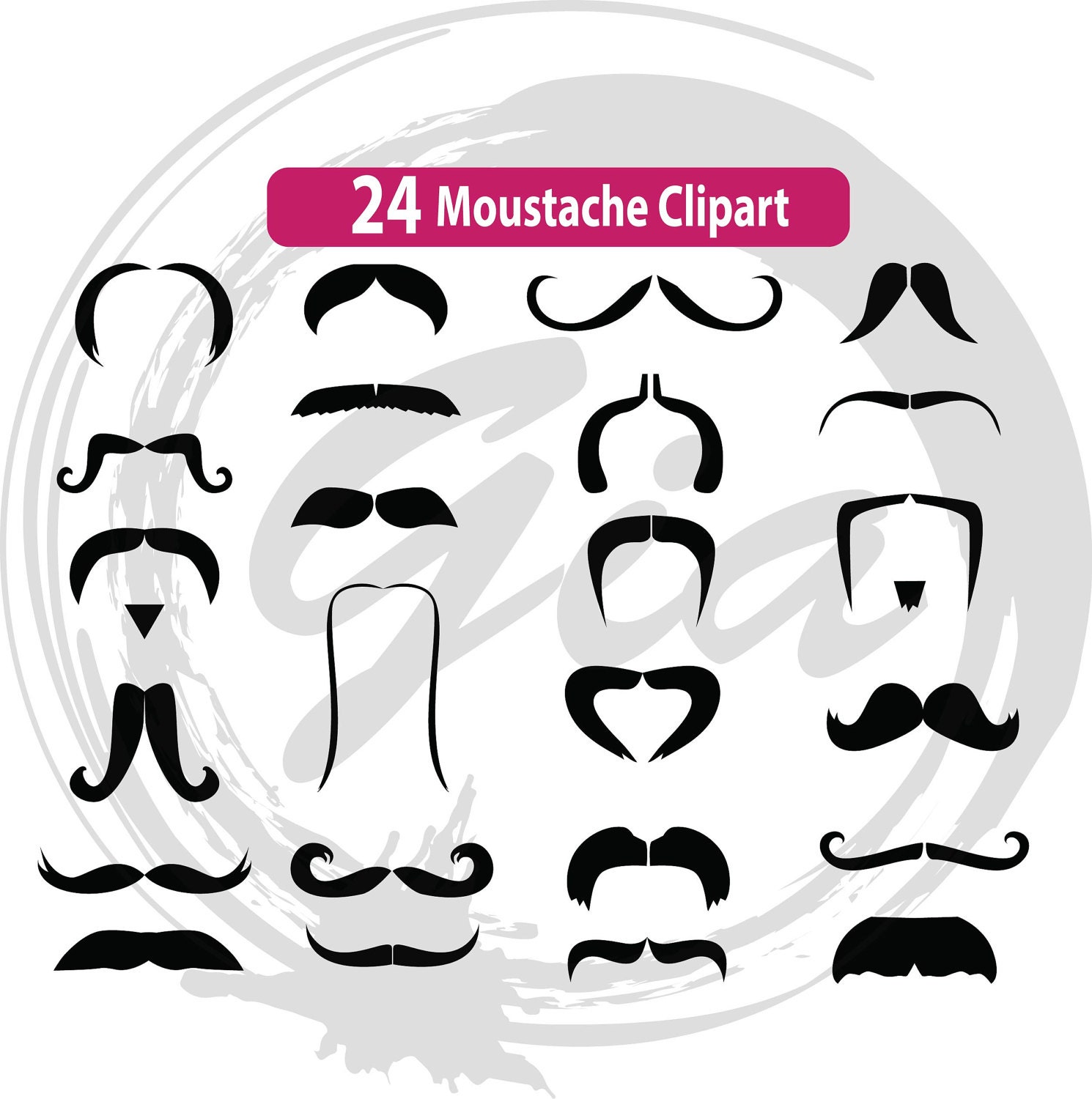 Mustache Bundle Clipart SVG mustache die cut ready to cut