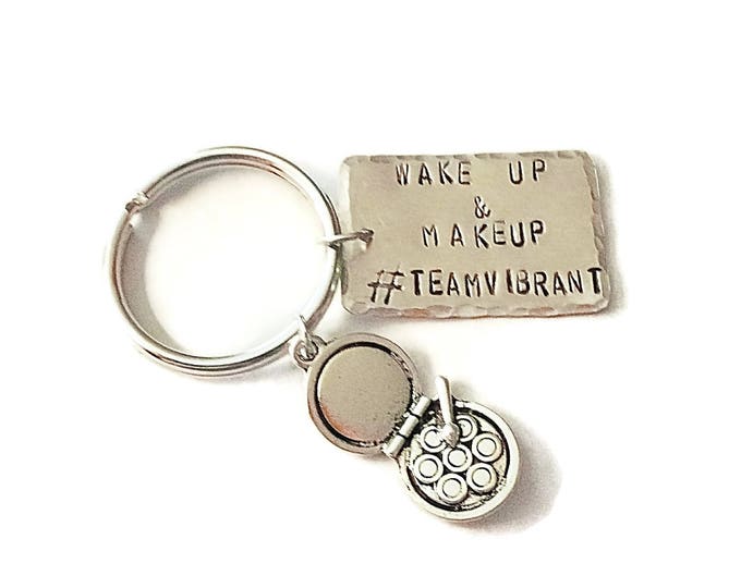 Wake Up and Makeup Custom Key Chain, Makeup Sales Key Chain, Personalized Direct Sales Makeup Key Chain