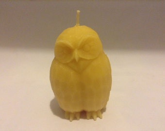 100% Pure Beeswax Owl Sculpted Pillar candle - Handmade Candle
