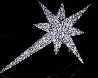 Vintage Micro Pave CZ Falling Star Brooches