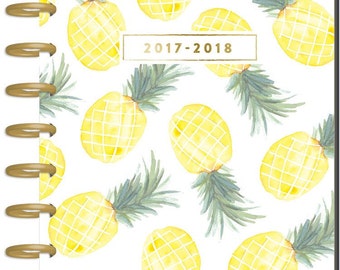 Sale! 2017-2018 Classic Happy Planner - Flamingo - 18-Month Planner/Pineapples Cover/Gold Discs