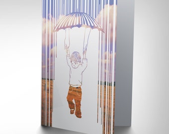 Birthday Card - Child Children Kids Umbrella Rain Hands Blank Card - CP2756