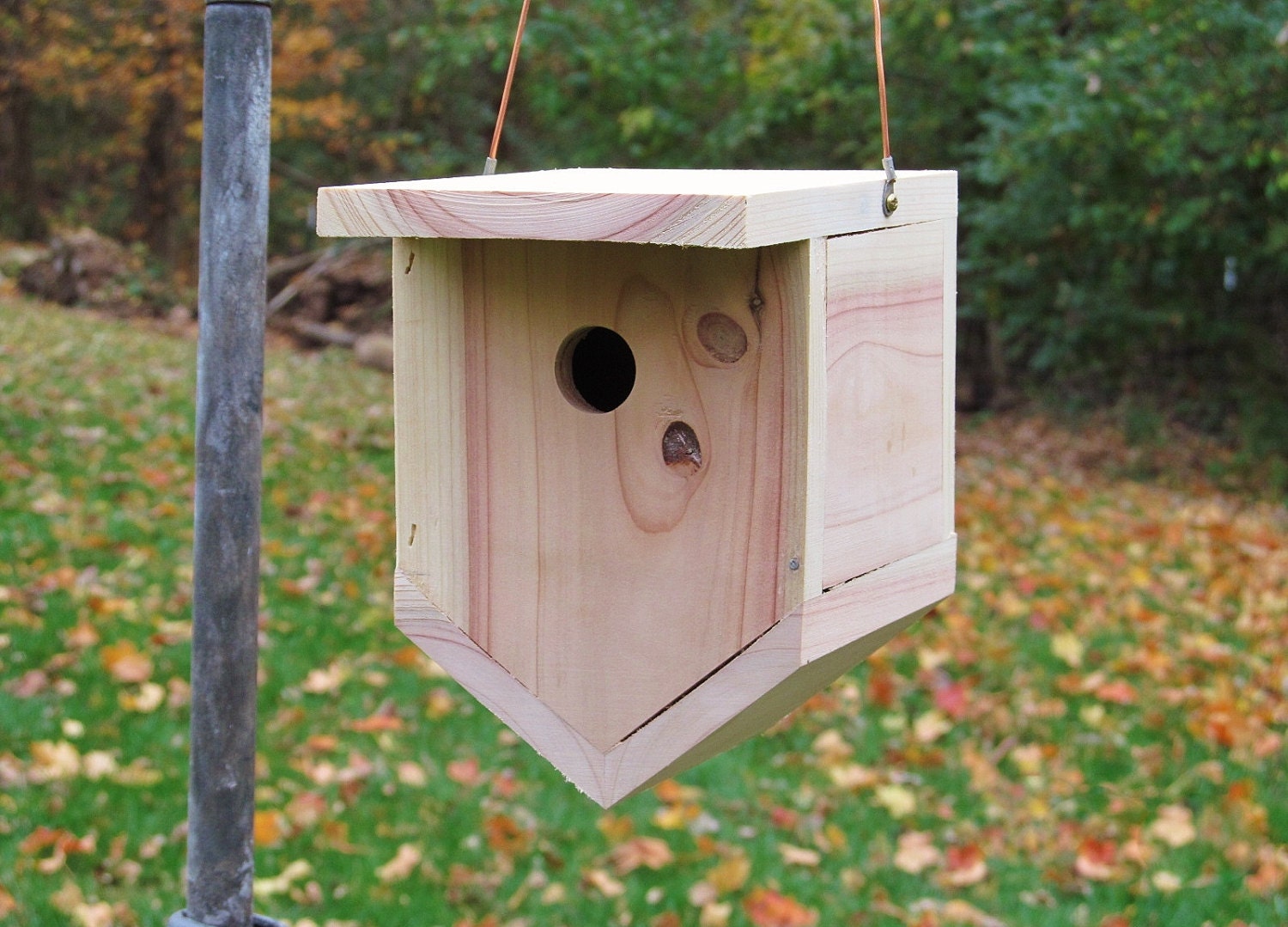 Hanging Cedar Birdhouse Wrens Chickadees by BirdhousesByBarman