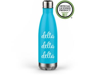 Delta Delta Delta Water Bottle, Tri Delta, Sorority Gift, Sorority Water Bottle, Greek Water Bottle, Vacuum Water Bottle, Metal Water Bottle