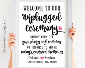 Unplugged Ceremony Printable , Wedding Welcome Sign, No Cell Phone Sign, Calligraphy Wedding Sign, Signs For Weddings SKU# CWS303_1922C