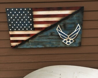 Spilt American and Air Force Flag