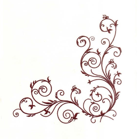 Maroon Vines and Leaf Border Machine Embroidery Design