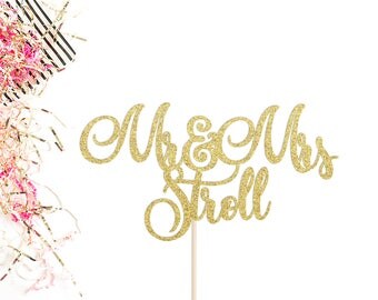 Mr & Mrs Last Name Cake Topper | Wedding Cake Topper | Engagement Cake Topper | Personalized Wedding Cake Topper | Custom Wedding Topper