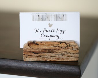Business Card Holder - Handmade from solid wood Spalted Maple Natural Stain Business Card Display Handmade Office Christmas Gift, Solid wood