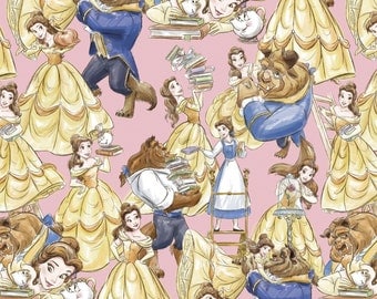 IN STOCK Disney Fabric Disney Princess Fabric - Disney Beauty & The Beast 61798 Packed 100% Cotton fabric by the yard, SC18