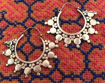 Large Tribal Sunburst Boho Hoop Earrings