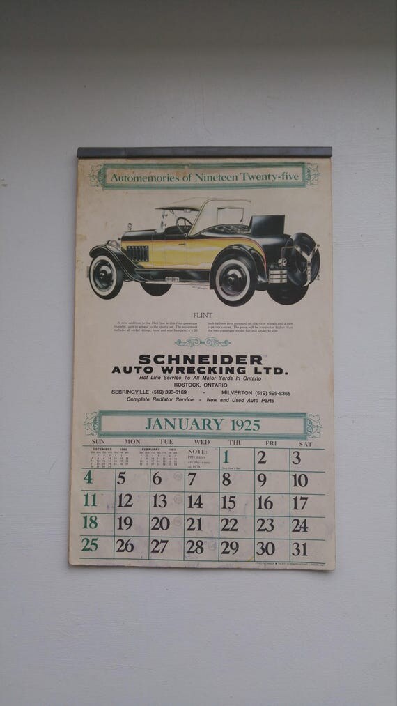 Vintage Automemories Calendar 1981 Calendar with dates marked