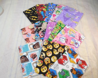 Reusable Sandwich/Snack Bags-Character Sandwich Bags-Snack Bags-Character Snack Bags-Children Snack Bags