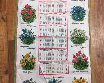 1978 Calendar Tea Towel Swiss Made Alba Cotton