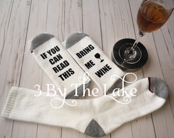 If you can Read This, Bring Me Wine, Men's Athletic Funny Wine Socks