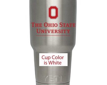 NEW Yeti or RTIC 30oz or 20oz Rambler Tumbler Cup Ohio State, Powder Coat with sealed vinyl logo.