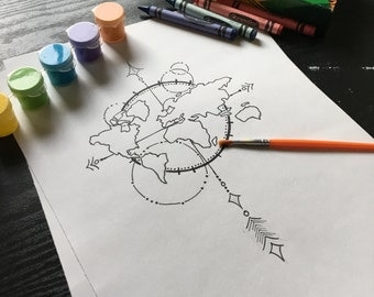 World map tattoo | Etsy