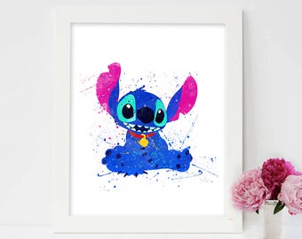 Stitch Art Lilo & Stitch Watercolor Poster Disney Art Movie