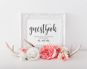 Guest Book Sign, Guest Book Sign, Guest Book Table Sign, Wedding Sign, Wedding Wishes, Wedding Printable, Please Sign Our Guestbook