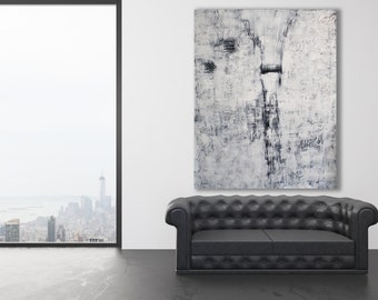 XL White Abstract Painting / XL White Art / Modern Art / White on White Painting / Large Contemporary Art / White Texture Painting /